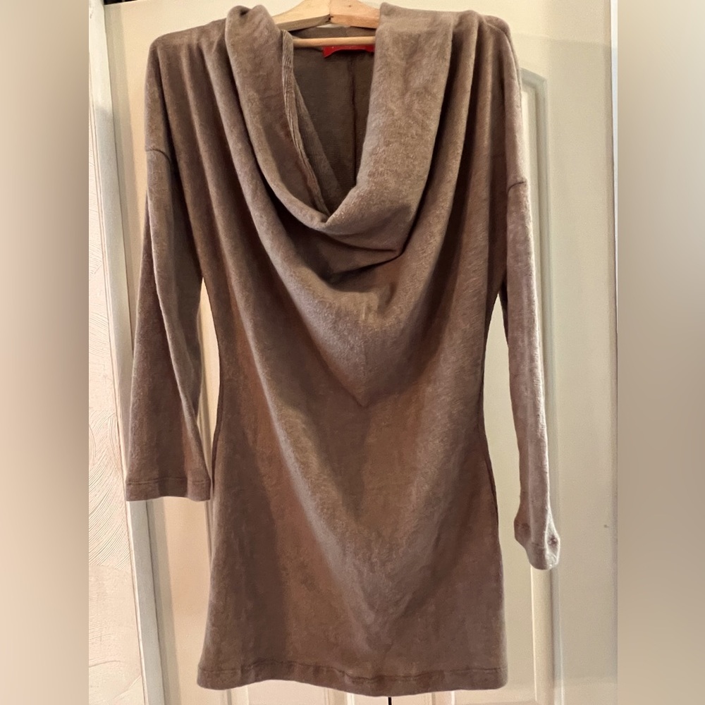 AKIRA CHICAGO RED LABEL Cowl Neck Sweater Dress in Mocha